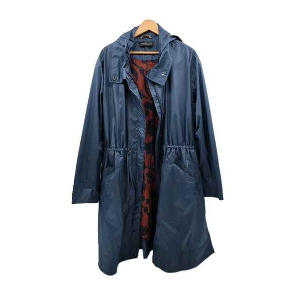Peruvian Connection Hood River Anorak Rain Jacket Womens Size Large Blue Coat